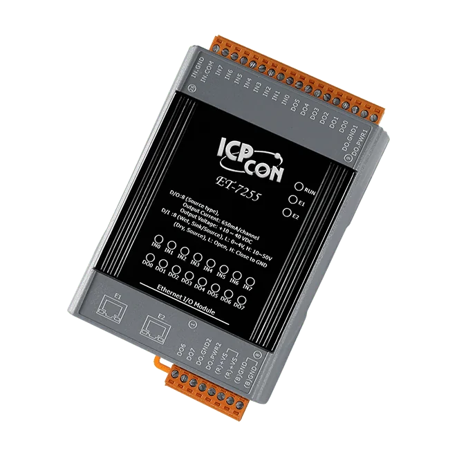 ET-7255 Ethernet I/O Module, 8-ch DI, 8-ch DO, 2-port Switch