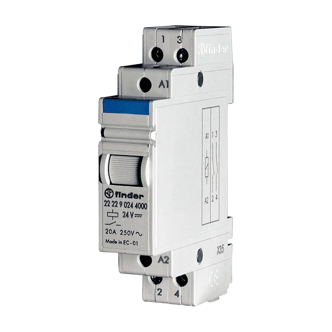 RM-22.22 2-Pole 20 A Step Relay Module with DIN-rail Mounting