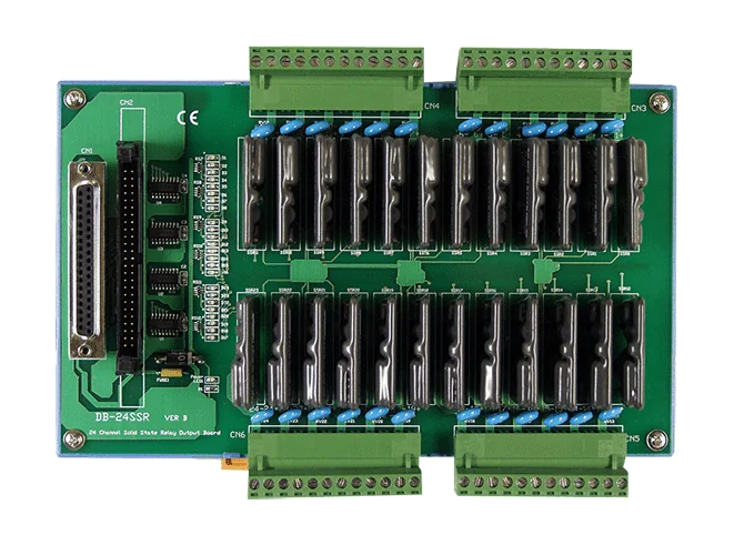 DB-24SSR/D/DIN 24-ch Solid-State Relay Board, DIN-rail Mount