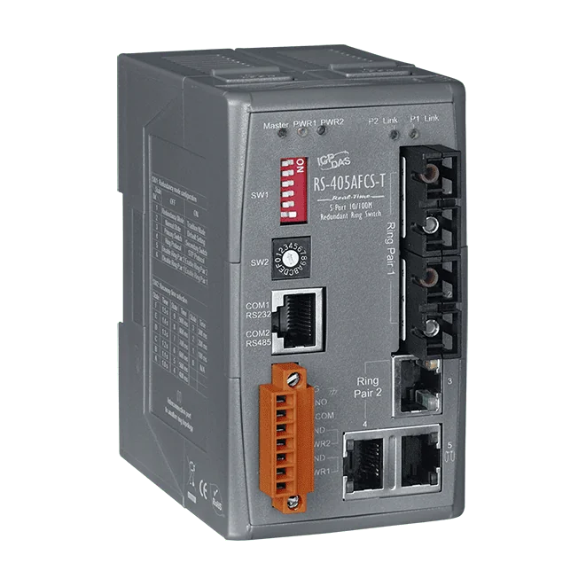RS-405AFCS-T Redundant Ring Switch, 5-Port with 2 Single-Mode SC Fibre Ports