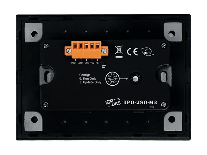 TPD-280-M3 2.8-inch Touch HMI Device, 1 x RS-485, Black Cover