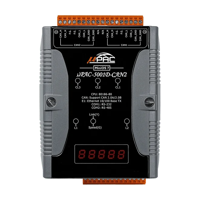 uPAC-5001D-CAN2 Palm-Size PAC, 2-Port CAN Programmable Controller