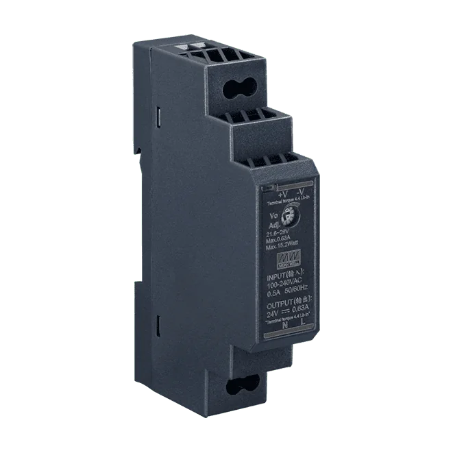 HDR-15-24 Ultra Slim DIN-Rail Power Supply, 24 VDC / 0.63 A Output