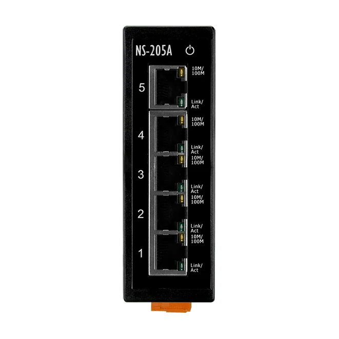 NS-205A Unmanaged 5-Port Industrial Ethernet Switch, +12 to +56 VDC