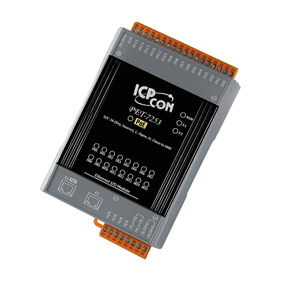 PET-7253 PoE Ethernet I/O Module, 16-ch Dry Contact Digital Input