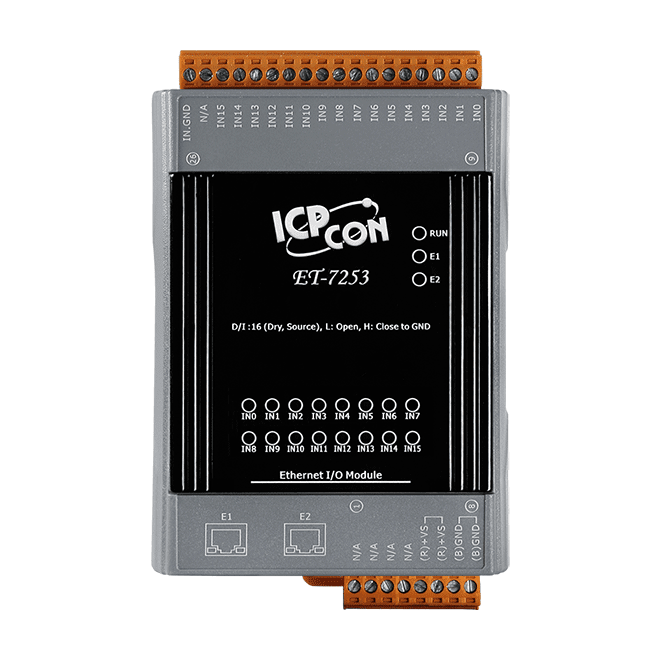 ET-7253 Ethernet I/O Module with 2-port Switch, 16-ch Digital Input