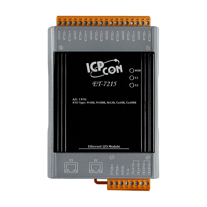 ET-7215 Ethernet I/O Module, 7-ch RTD Input with 2-port Ethernet Switch
