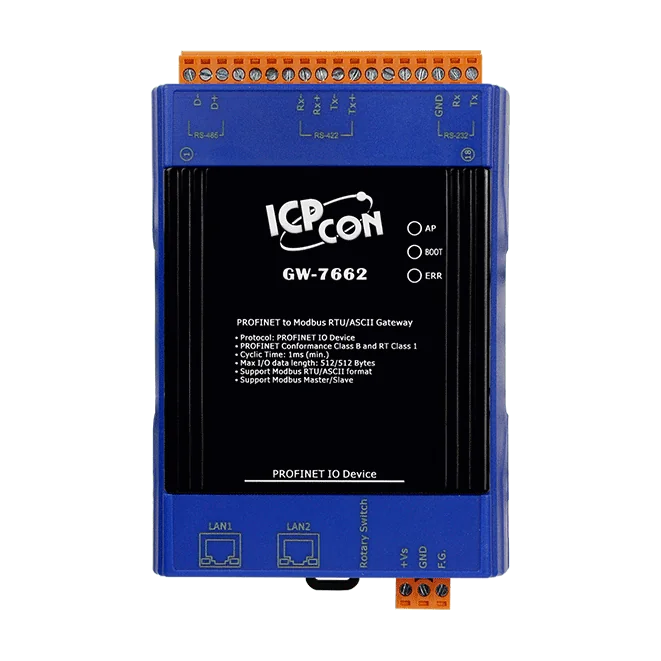GW-7662 PROFINET to Modbus RTU/ASCII Gateway, IO Device