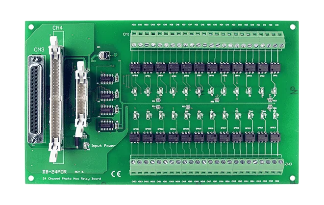 DB-24POR/DIN 24-ch PhotoMOS Relay Daughter Board, DIN-rail Mounting