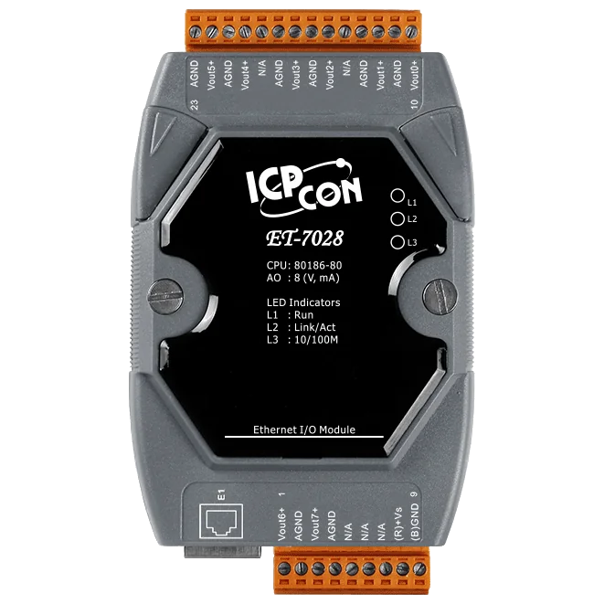 ET-7028 Ethernet I/O Module, 8-ch Analog Output