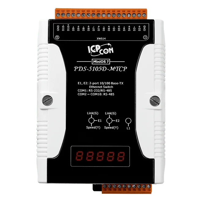 PDS-5105D-MTCP Serial-to-Ethernet Device Server, 10x RS-485, Modbus TCP Gateway