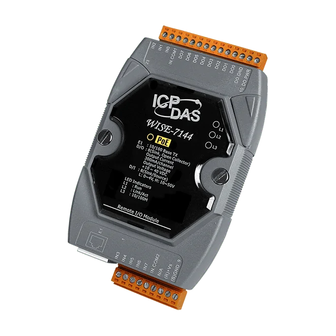 WISE-7144 Intelligent I/O Module with PoE, 8-ch DI and 8-ch DO
