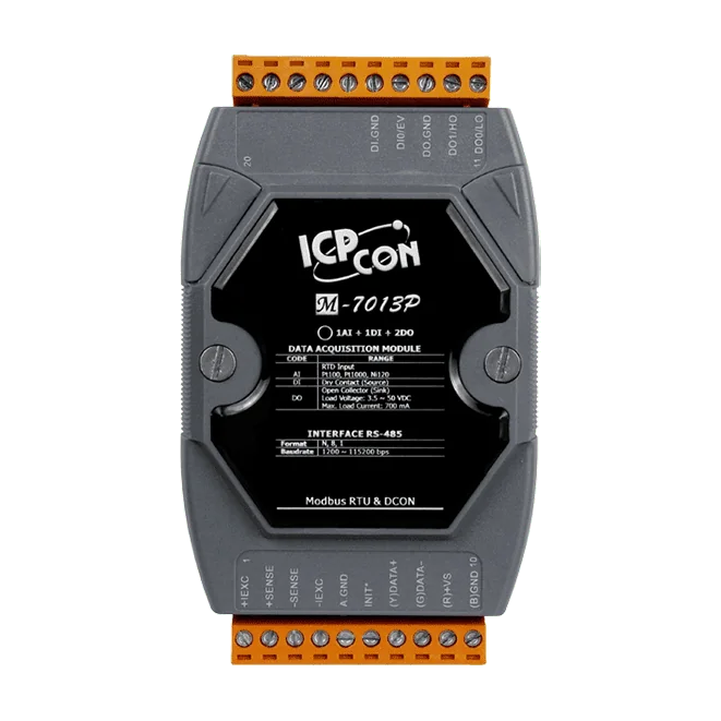 M-7013P-G RTD Input Module with 1-ch DI and 2-ch DO, Modbus RTU and DCON