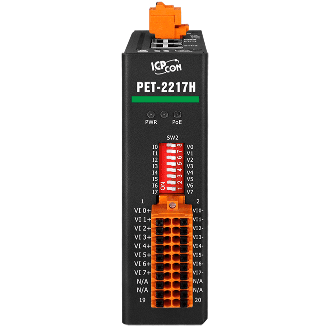 PET-2217H PoE I/O Module with 2-port Switch, 8-ch High Speed AI