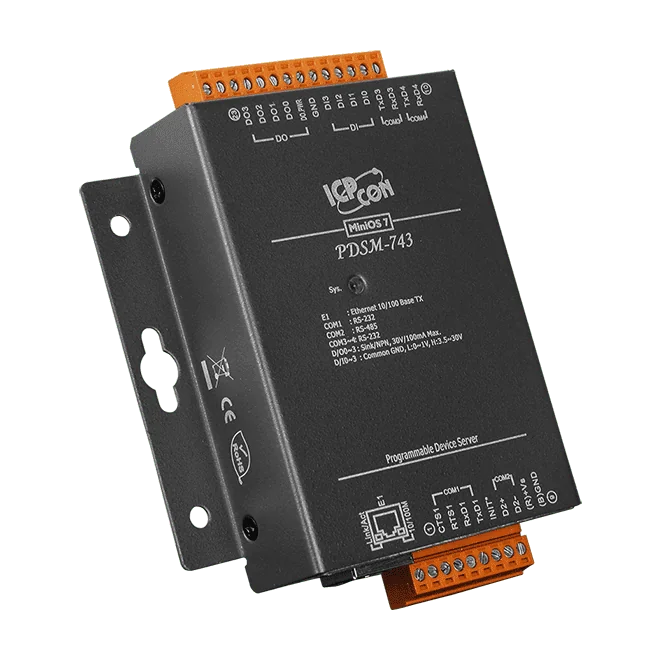 PDSM-743 Serial-to-Ethernet Device Server, 3x RS-232 and 1x RS-485, Metal Case