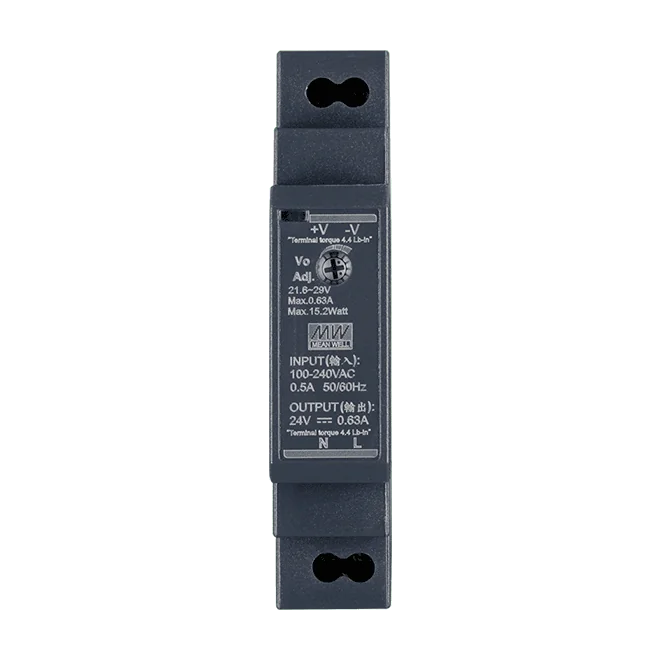 HDR-15-24 Ultra Slim DIN-Rail Power Supply, 24 VDC / 0.63 A Output