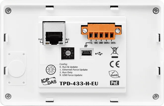 TPD-433-H-EU 4.3-inch Touch HMI with PoE Ethernet and RS-485