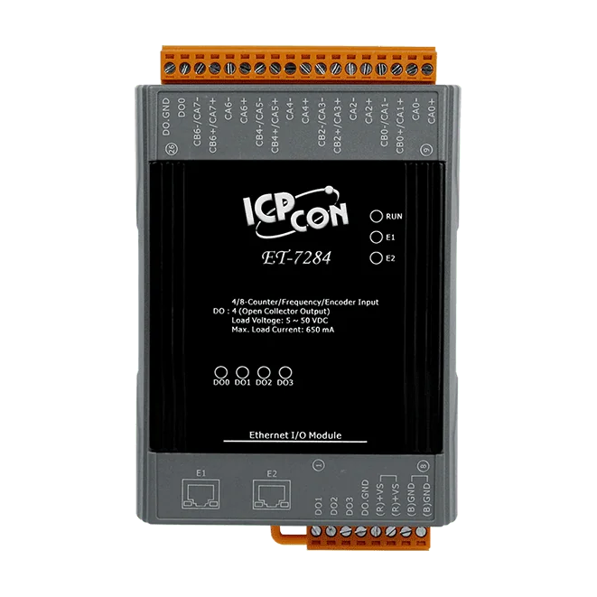ET-7284 Ethernet I/O Module with 2-port Ethernet Switch, 4/8-ch Counter/Frequency/Encoder Input, 4-ch DO
