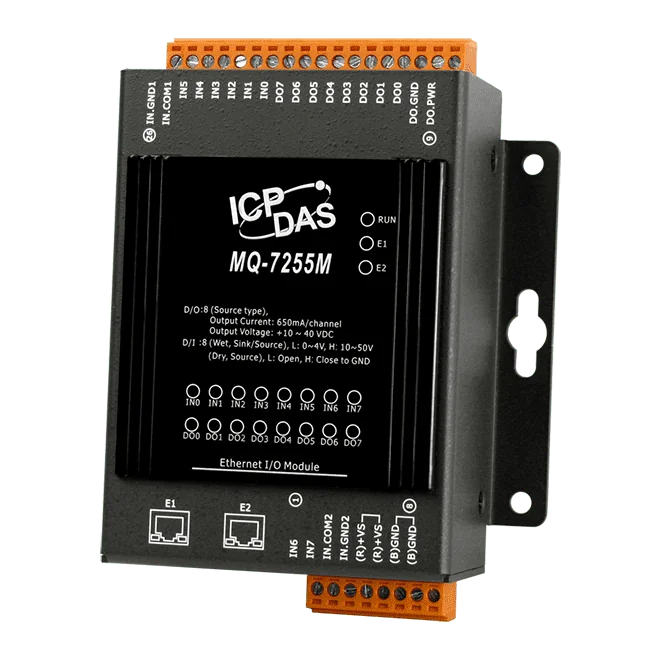 MQ-7255M MQTT I/O Module, 8-ch DI / 8-ch DO with 2-port Ethernet Switch
