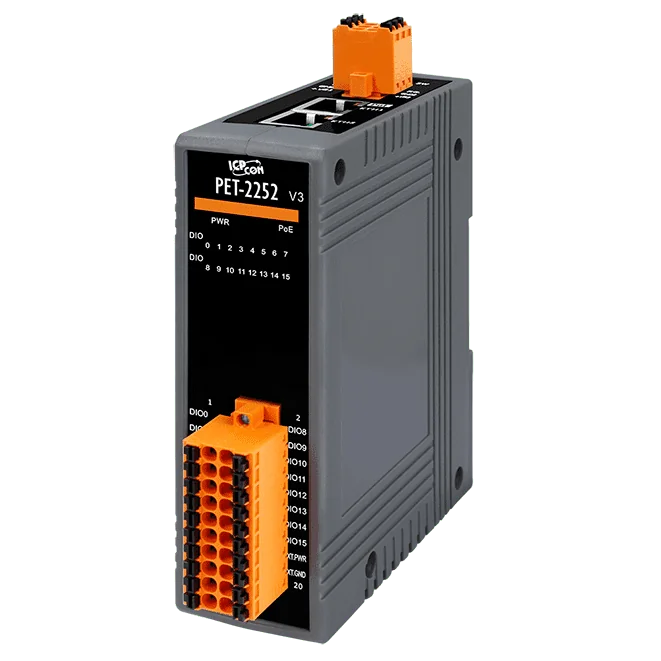 PET-2252 PoE Ethernet I/O Module, 16-ch Universal DIO
