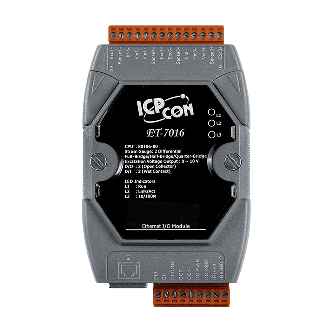 ET-7016 Ethernet I/O Module, 2-ch Strain Gauge Input, 2-ch DI, 2-ch DO