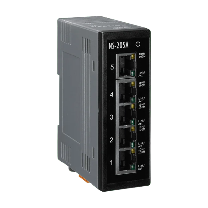 NS-205A Unmanaged 5-Port Industrial Ethernet Switch, +12 to +56 VDC
