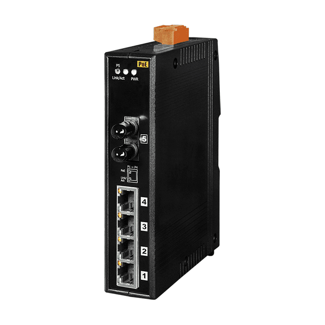 NS-205PFT-24V PoE Ethernet Switch, 4-port PSE + 1 Multi-mode Fibre Port
