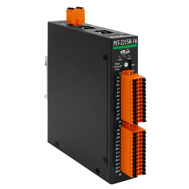 PET-2215H-16 PoE Ethernet I/O Module, 16-ch High Speed RTD Input