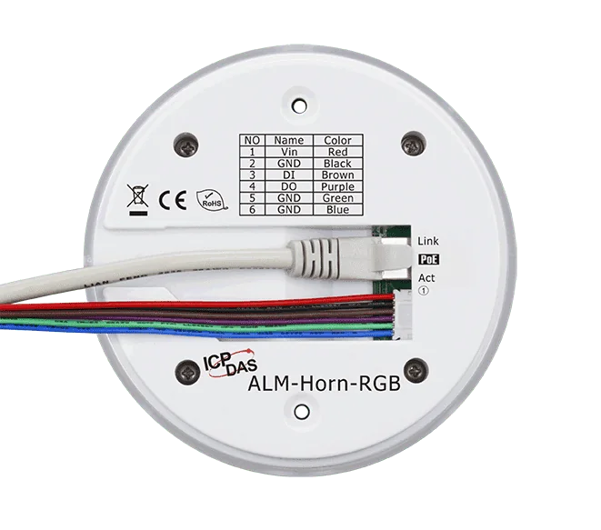 ALM-Horn-RGB PoE Ethernet Alarm Siren with 8-LED RGB Beacon