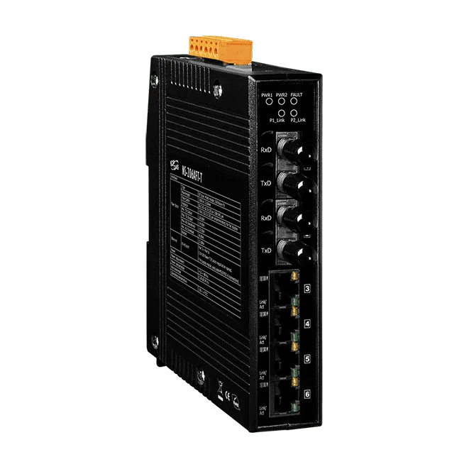 NS-206AFT-T Unmanaged Ethernet Switch, 4x RJ-45 + 2x 100Base-FX ST