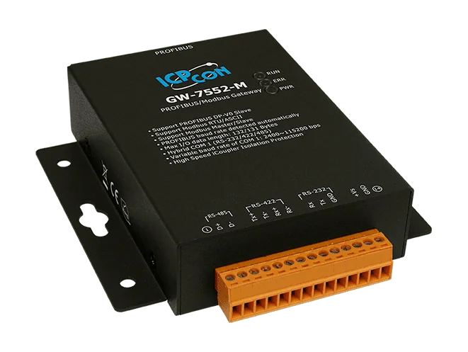 GW-7552-M PROFIBUS DP-V0 Slave to Modbus RTU/ASCII Gateway, Metal Case