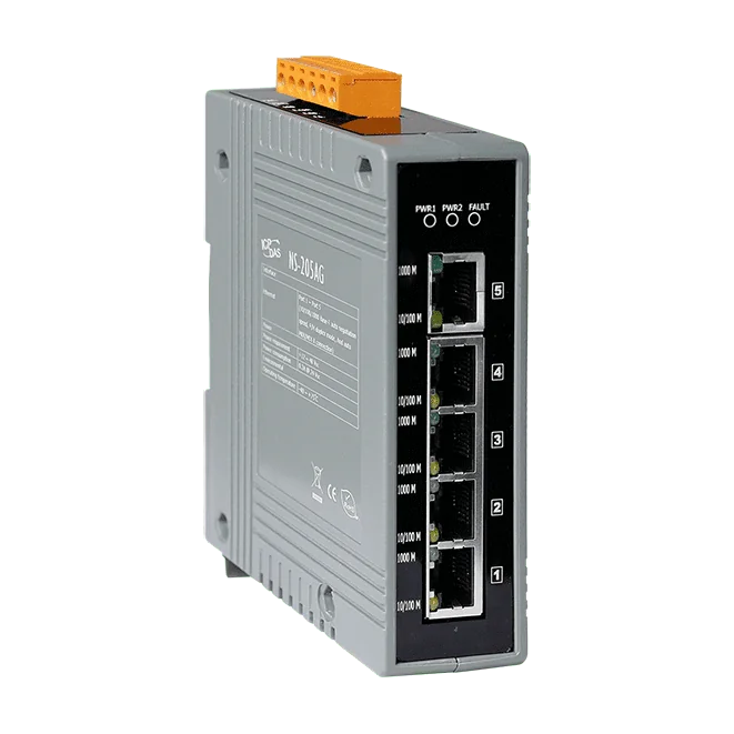 NS-205AG 5-Port Unmanaged Industrial Gigabit Ethernet Switch, +12 to +48 VDC