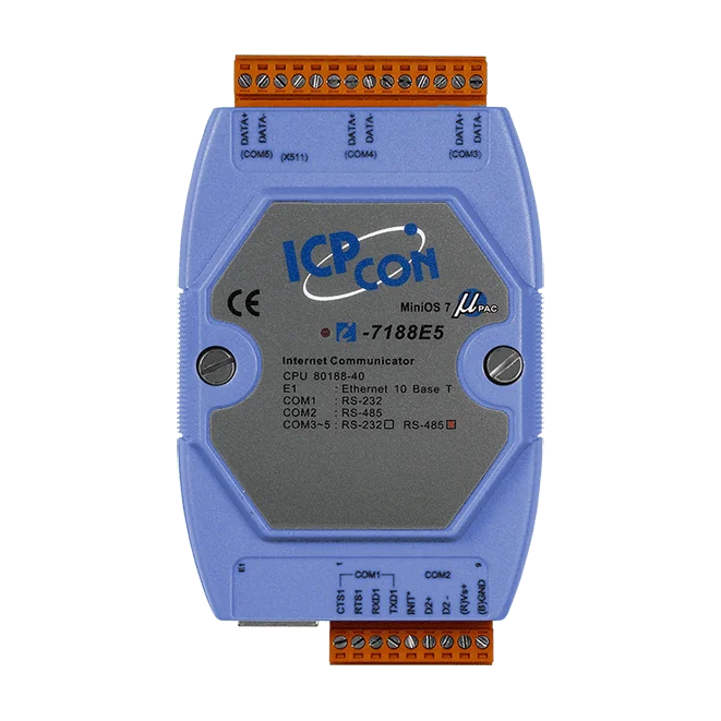 I-7188E5-485 Programmable Ethernet to Serial Converter, 1x RS-232 + 4x RS-485