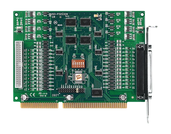 ISO-P32S32W ISA Isolated I/O Board, 32-ch DI and 32-ch NPN Open Collector DO