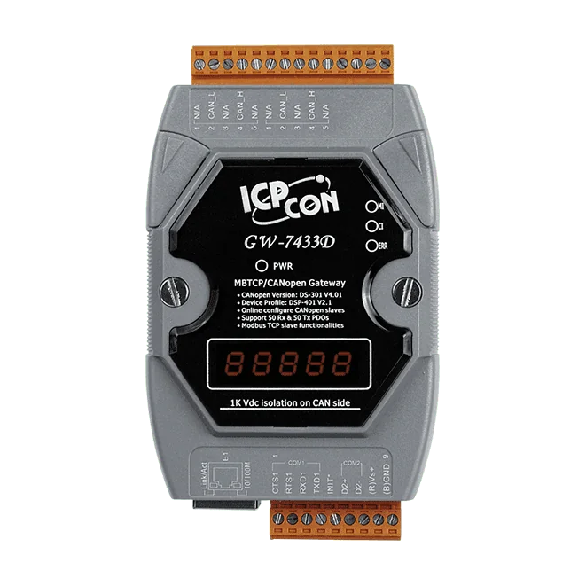 GW-7433D-G Modbus TCP/RTU to CANopen Master Gateway