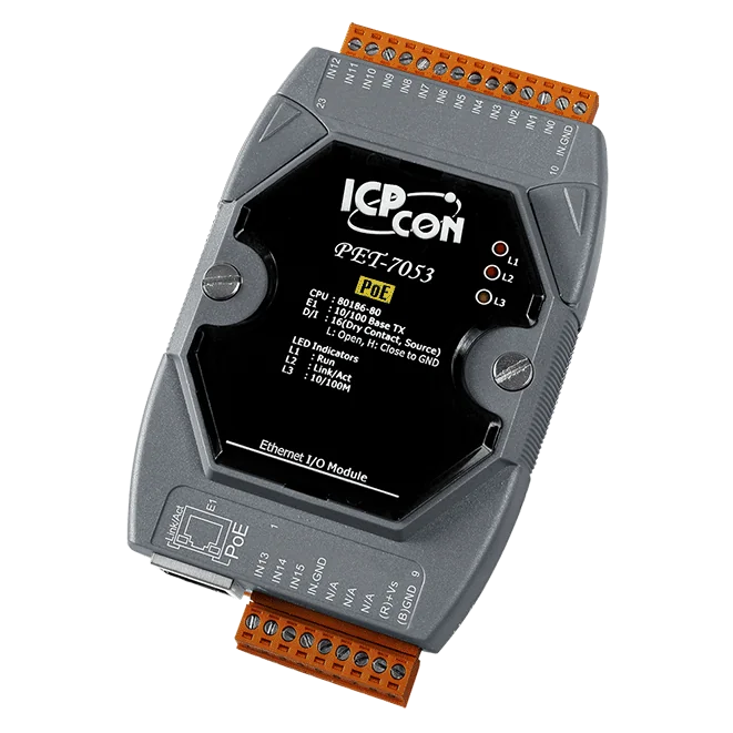 PET-7053 PoE Ethernet I/O Module, 16-ch Dry Contact Digital Input