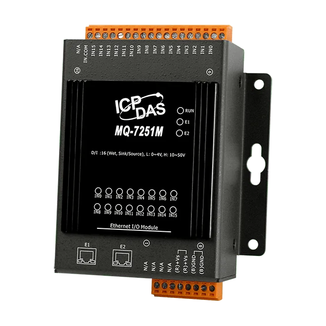 MQ-7251M MQTT I/O Module, 16-ch DI with 2-port Ethernet Switch