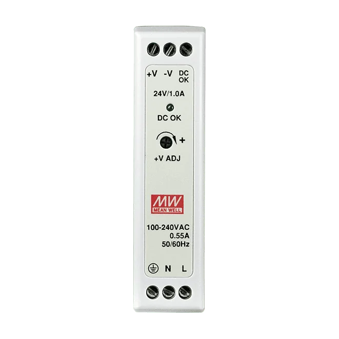 MDR-20-24 DIN-Rail Power Supply, 85~264 VAC to 24 VDC/1 A, 24 W