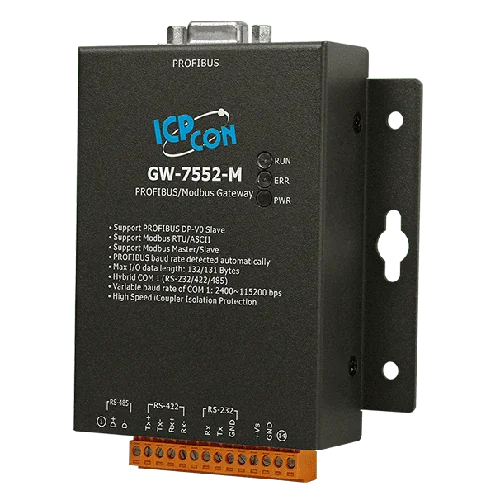GW-7552-M PROFIBUS DP-V0 Slave to Modbus RTU/ASCII Gateway, Metal Case