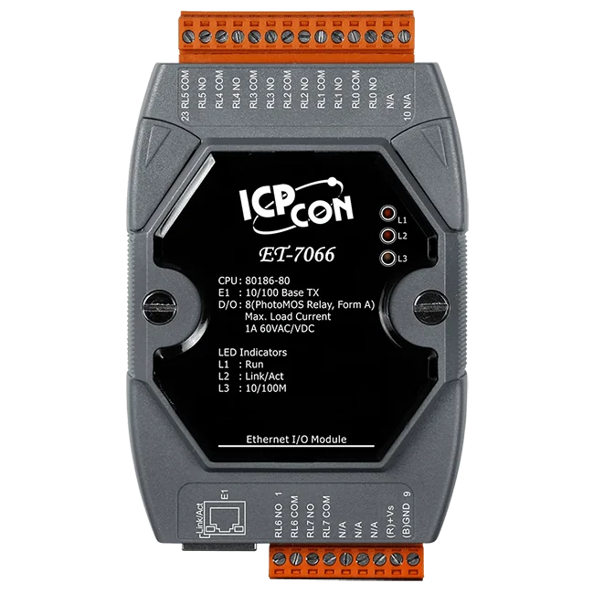 ET-7066 Ethernet I/O Module, 8-ch PhotoMOS Relay Output