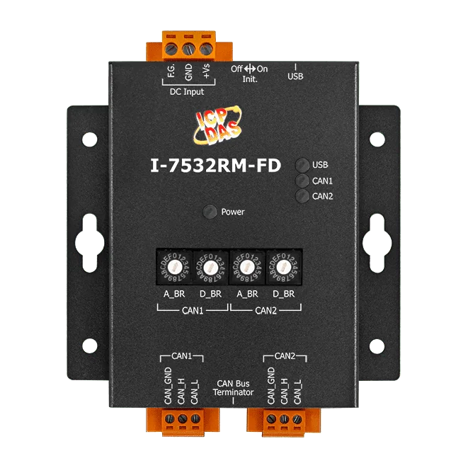 I-7532RM-FD 2-Port CAN/CAN FD Bridge with Rotary Baud Rate Switch