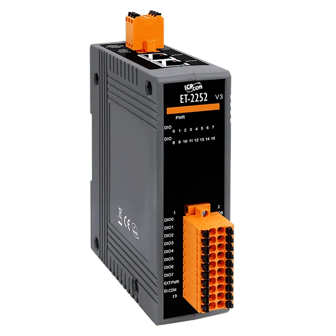 ET-2252 Ethernet I/O Module, 16-ch Universal DIO with 2-port Switch