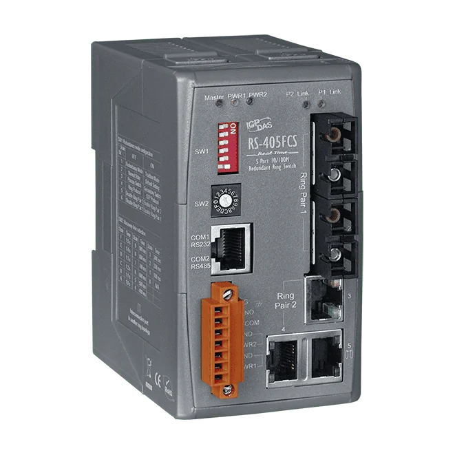RS-405FCS 5-Port Redundant Ring Switch, 2-Fiber Single-Mode SC