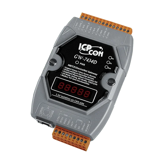 GW-7434D-G Modbus/TCP to DeviceNet Master Gateway, RS-232/RS-485 Ports