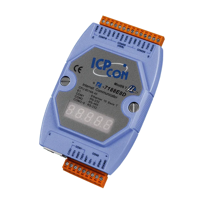 I-7188E8D Programmable Ethernet to Serial Converter, 7x RS-232 / 1x RS-485