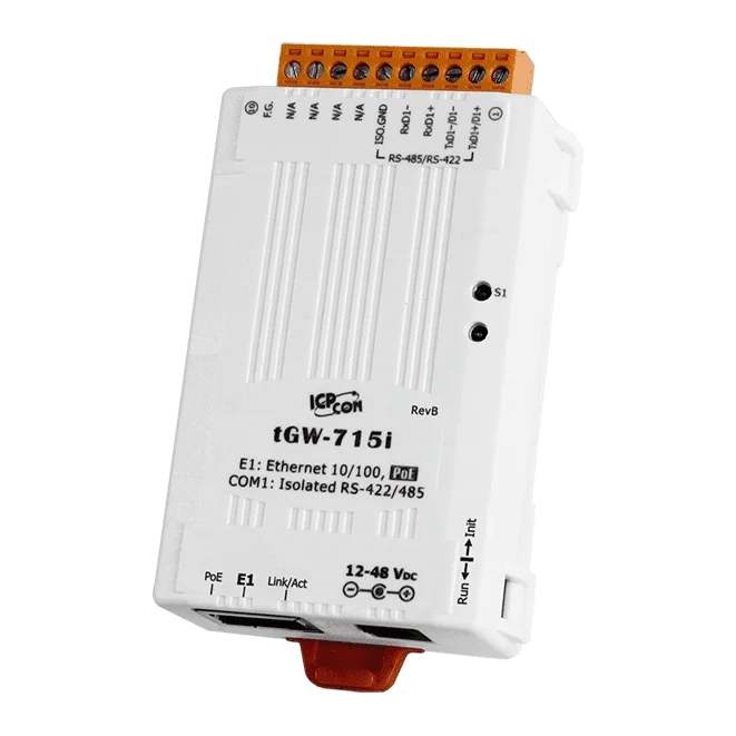 tGW-715i Modbus TCP to RTU/ASCII Gateway, PoE, 1-port Isolated RS-422/485