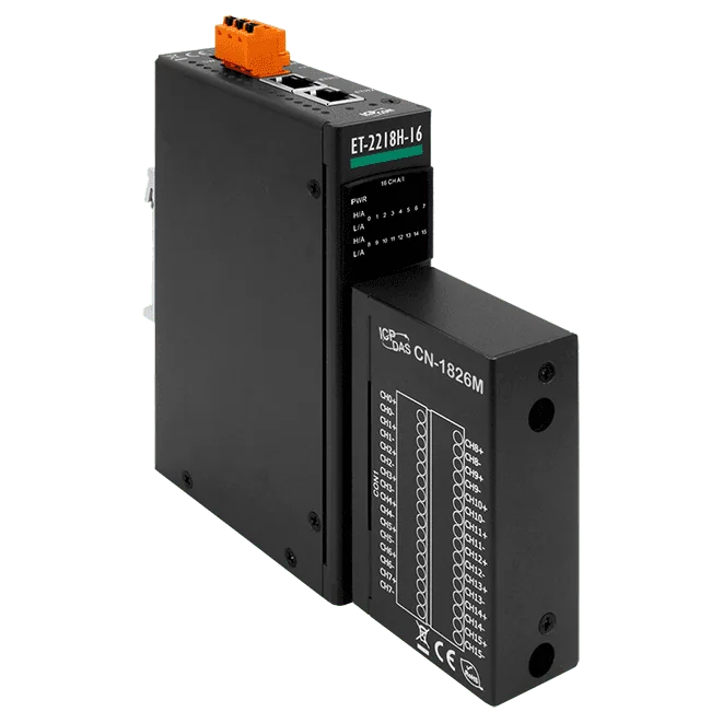 ET-2218H-16/S1 Ethernet I/O Module with 2-port Ethernet Switch, 16-ch High Speed Thermocouple Input, 100 S/s