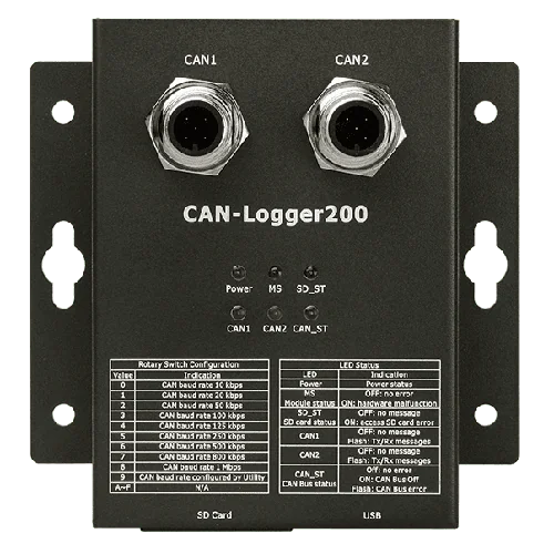 CAN-Logger200 2-Port CAN Bus Data Logger with SD/SDHC Storage