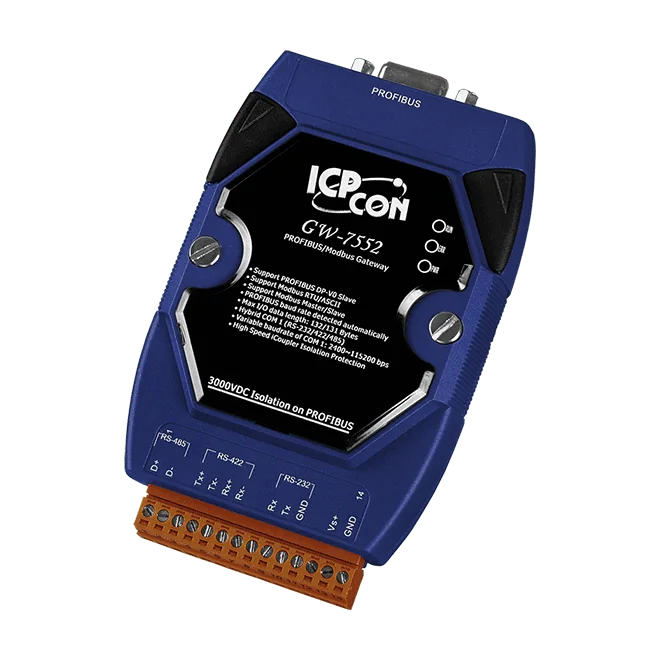 GW-7552-B PROFIBUS DP-V0 to Modbus RTU/ASCII Gateway, Plastic Case