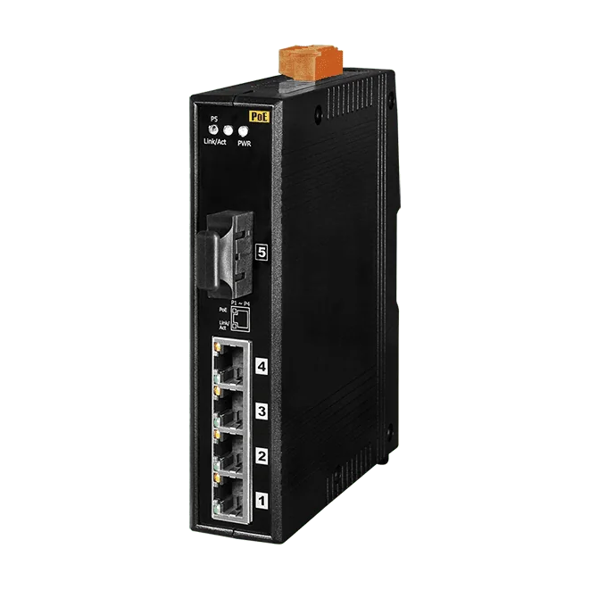 NS-205PFCS PoE Ethernet Switch, 4-Port 10/100 + 1 Single-Mode SC Fibre